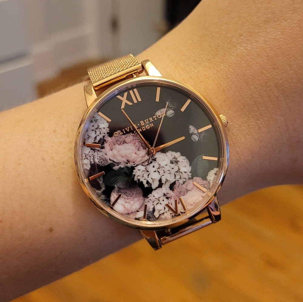 Olivia Burton Floral Mesh Multi Color Watch NEW BATTERY NEEDED